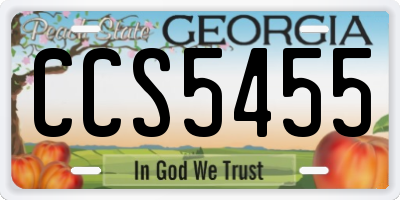 GA license plate CCS5455