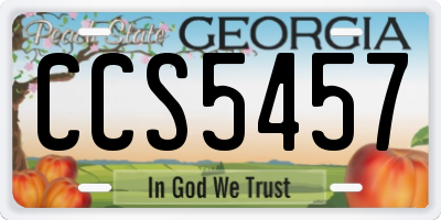 GA license plate CCS5457