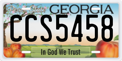 GA license plate CCS5458