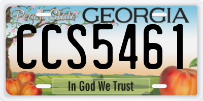 GA license plate CCS5461