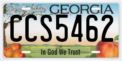 GA license plate CCS5462