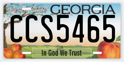 GA license plate CCS5465