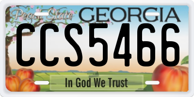 GA license plate CCS5466