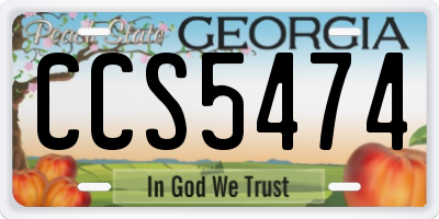 GA license plate CCS5474