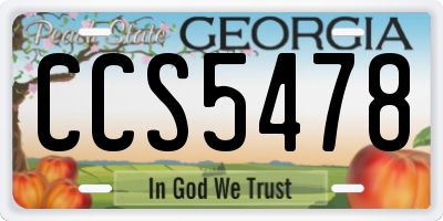 GA license plate CCS5478