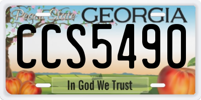 GA license plate CCS5490