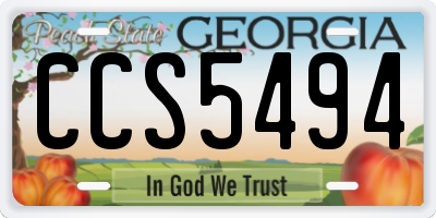GA license plate CCS5494