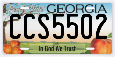 GA license plate CCS5502