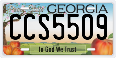 GA license plate CCS5509