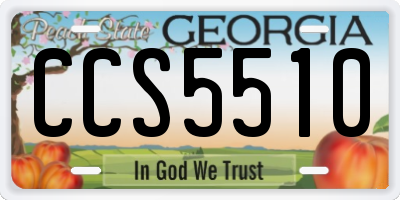 GA license plate CCS5510