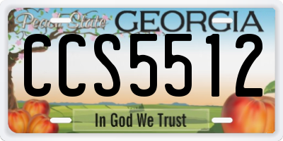 GA license plate CCS5512