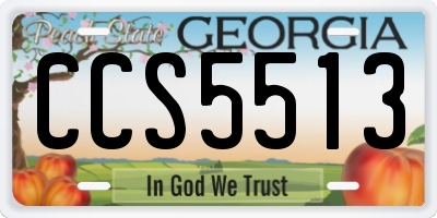 GA license plate CCS5513