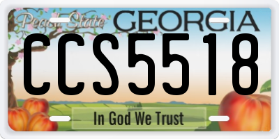 GA license plate CCS5518