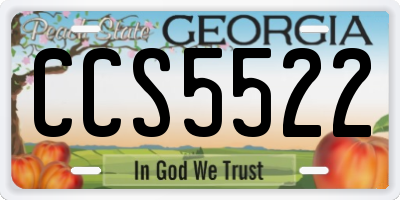 GA license plate CCS5522