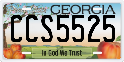 GA license plate CCS5525