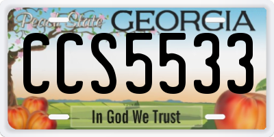 GA license plate CCS5533