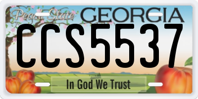 GA license plate CCS5537