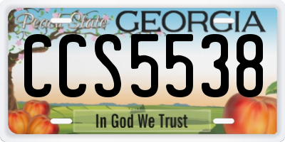 GA license plate CCS5538