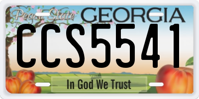 GA license plate CCS5541