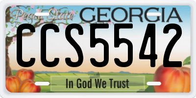 GA license plate CCS5542