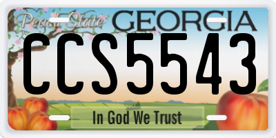 GA license plate CCS5543
