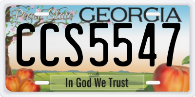 GA license plate CCS5547