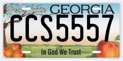GA license plate CCS5557