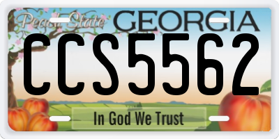 GA license plate CCS5562