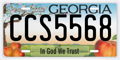 GA license plate CCS5568