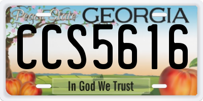 GA license plate CCS5616