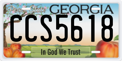 GA license plate CCS5618