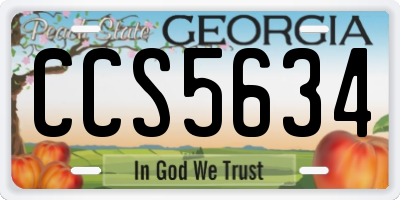 GA license plate CCS5634