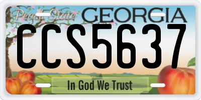 GA license plate CCS5637