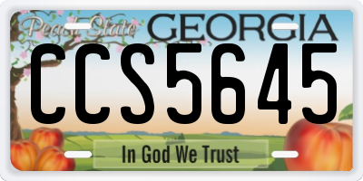 GA license plate CCS5645