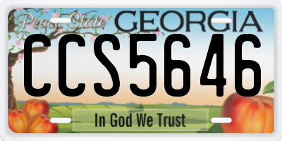 GA license plate CCS5646