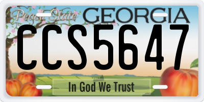 GA license plate CCS5647