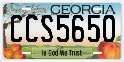 GA license plate CCS5650