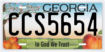 GA license plate CCS5654