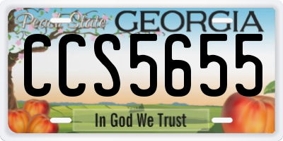 GA license plate CCS5655