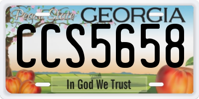 GA license plate CCS5658