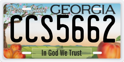 GA license plate CCS5662