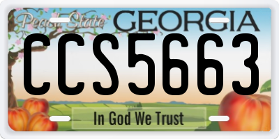 GA license plate CCS5663
