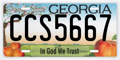 GA license plate CCS5667