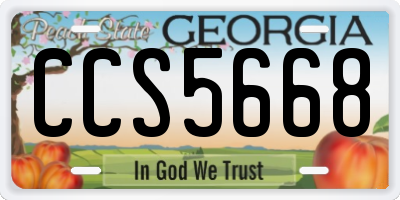 GA license plate CCS5668