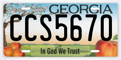 GA license plate CCS5670