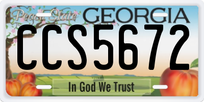 GA license plate CCS5672