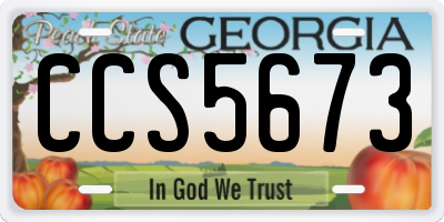 GA license plate CCS5673