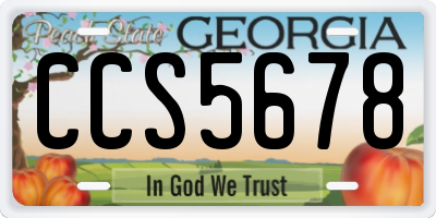 GA license plate CCS5678