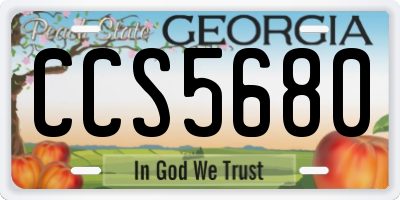 GA license plate CCS5680