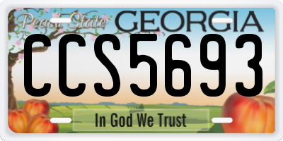 GA license plate CCS5693